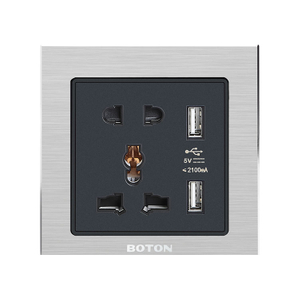 Tomada de interruptor de parede universal de 5 pinos para hotel com 2 USB